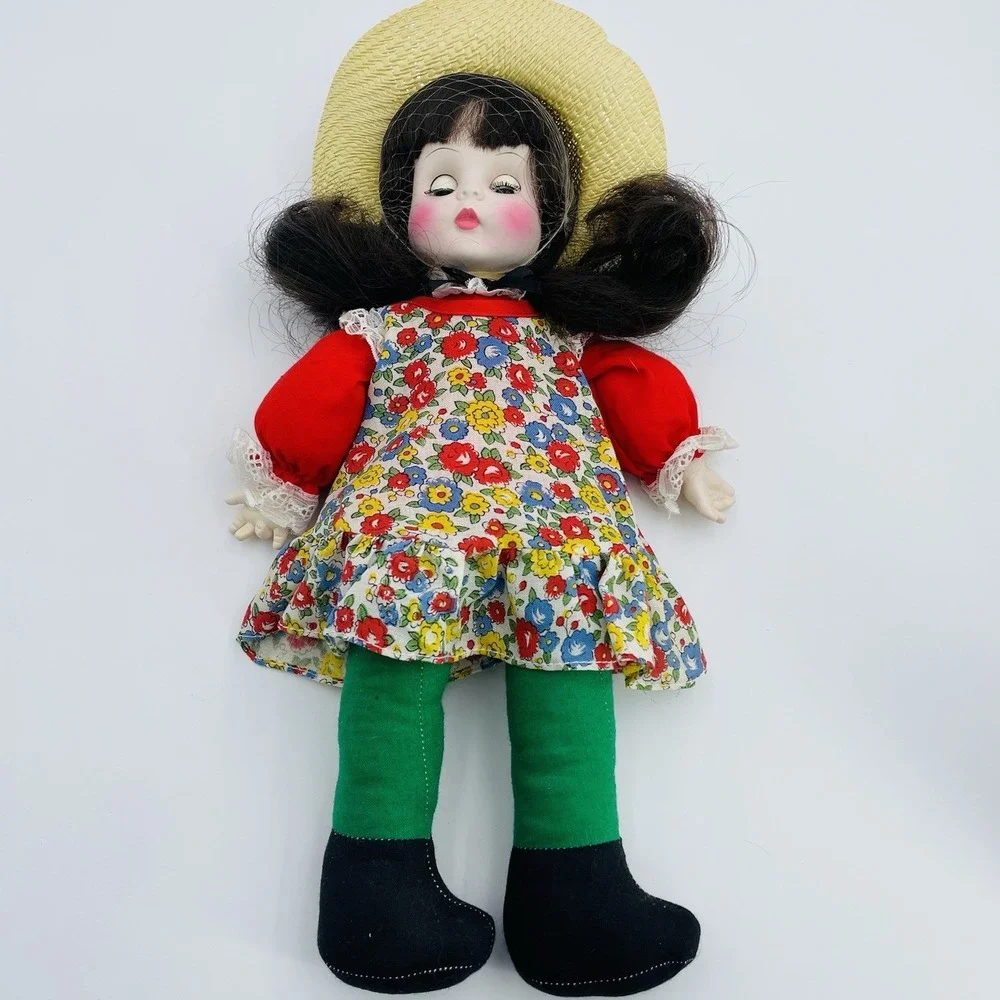 Vintage Horsman Doll Sleepy‎ Eyes Rooted Hair Cloth Body Floral Dress